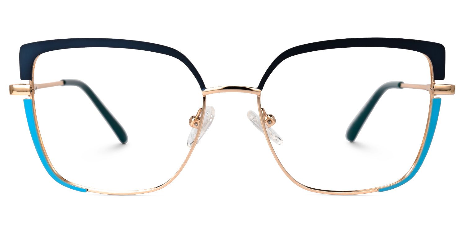 Deandre - Square Blue Eyeglasses | Vooglam Angle View