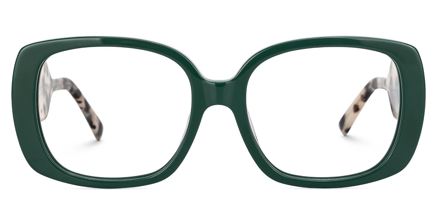 Elisaveta - Rectangle Green Eyeglasses | Vooglam Angle View
