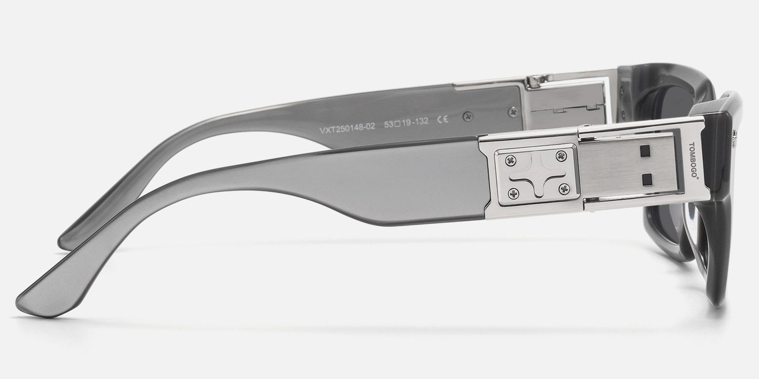 The Programmer - Bold Silver USB Sunglasses | Vooglam Side View