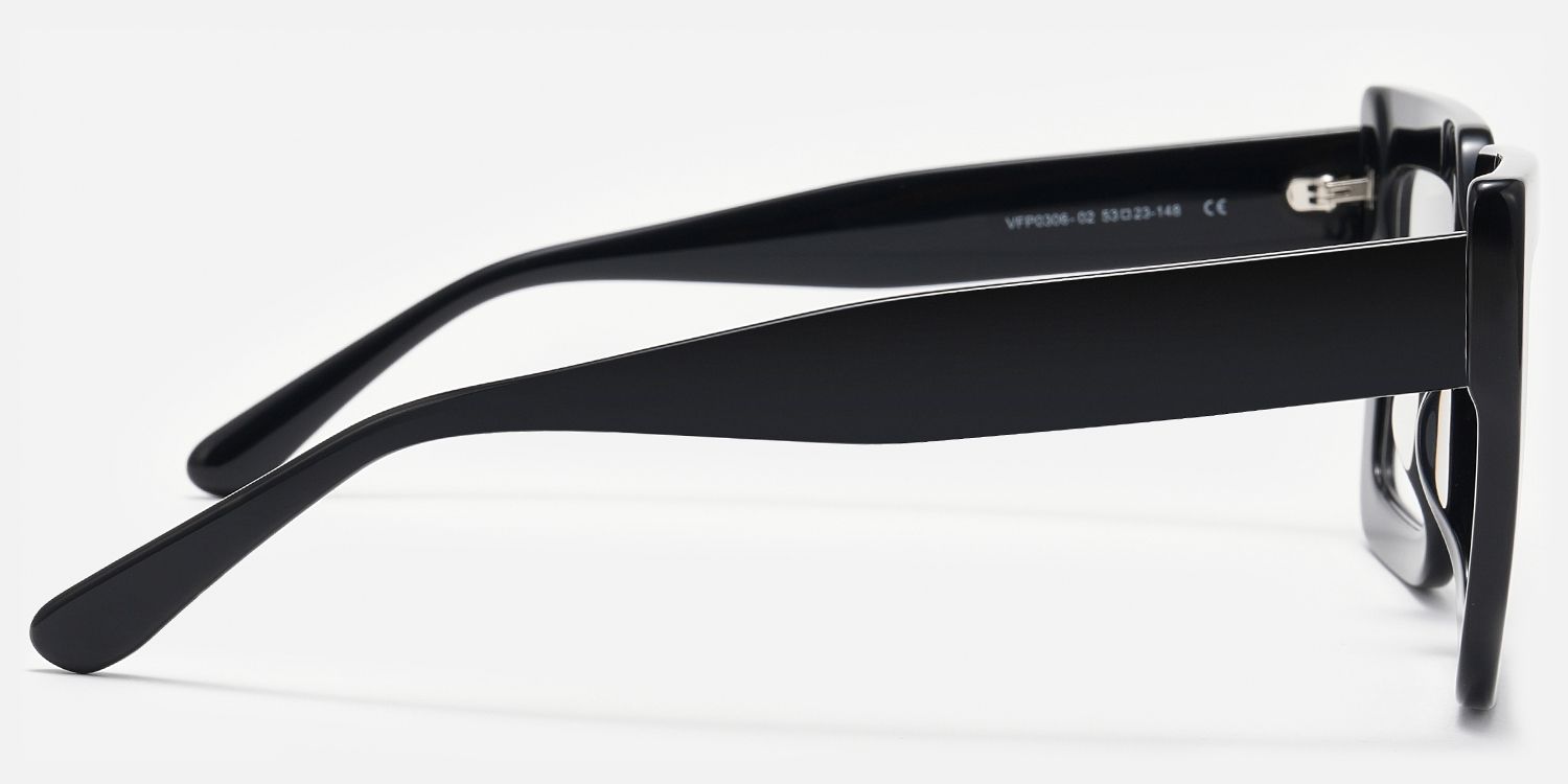 Charisse - Oversized Chunky Black Square Glasses | Vooglam Side View