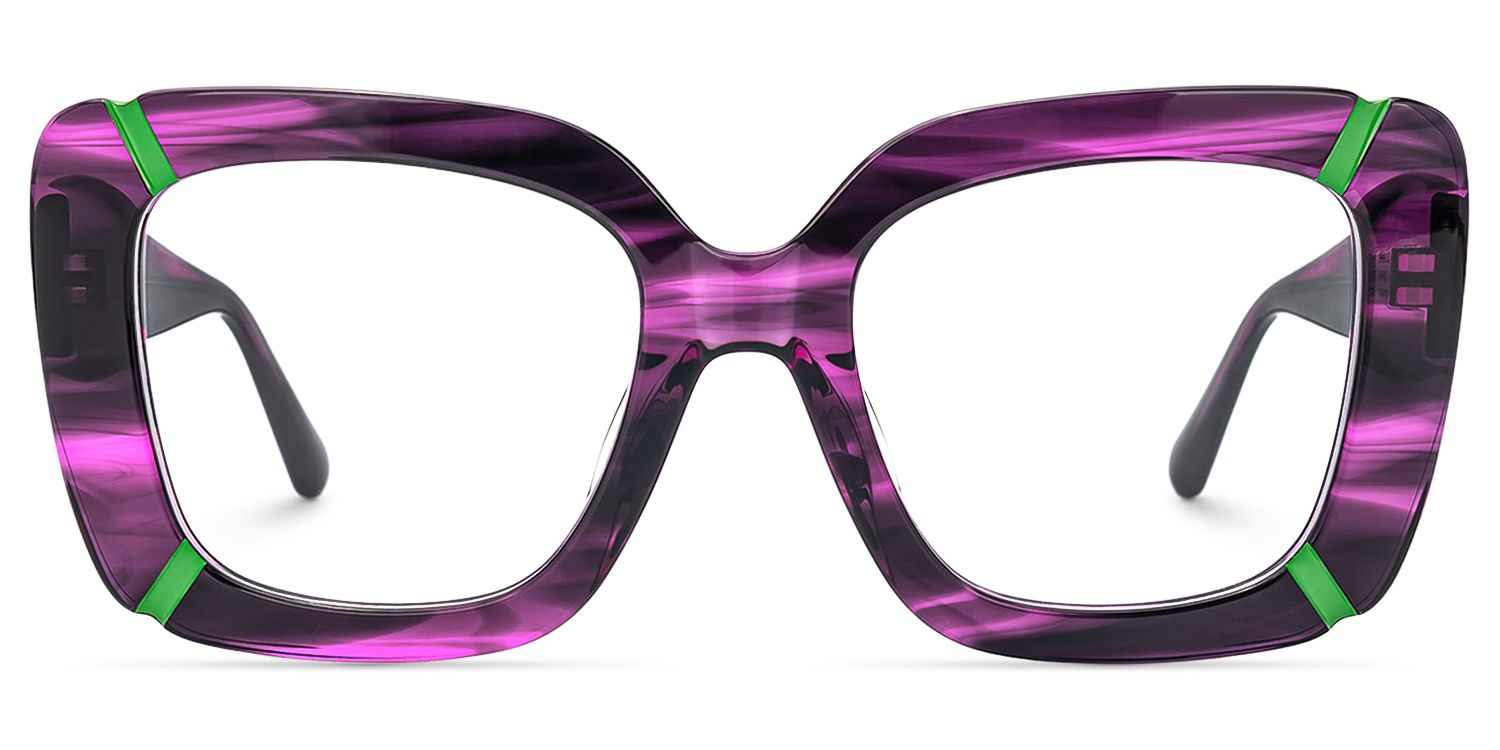 Romey - Square Purple Eyeglasses | Vooglam Angle View