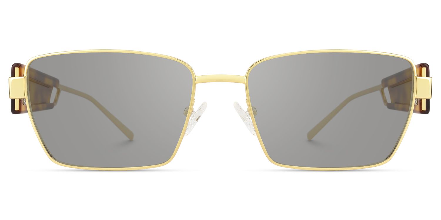 Frame Size of Rogue - Rectangle Gold Sunglasses | Vooglam