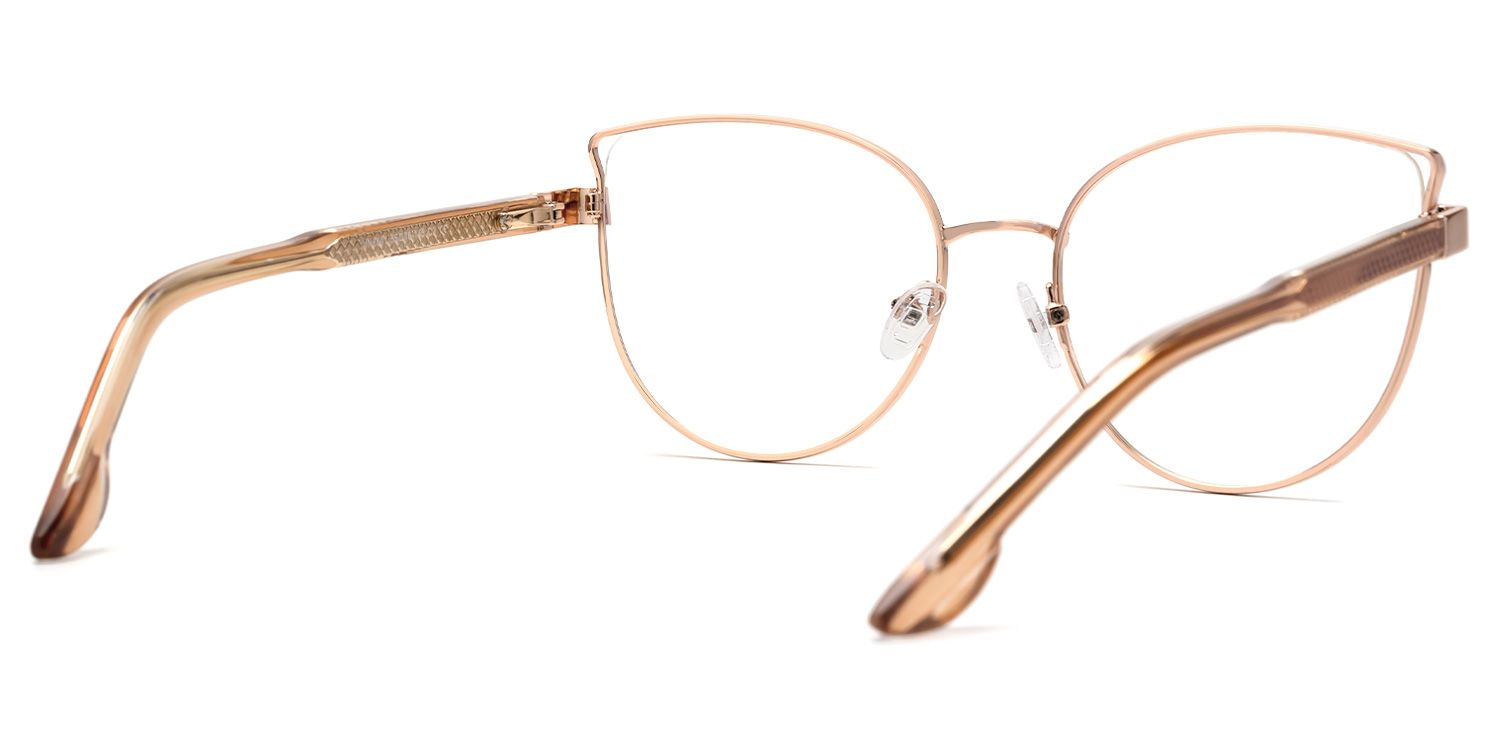 Naime - Cat Eye Gold Eyeglasses | Vooglam Side View