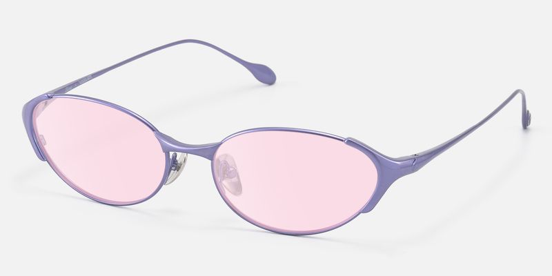 Ebisu - Purple Oval Rave Sunglasses with Pink Lens | Vooglam