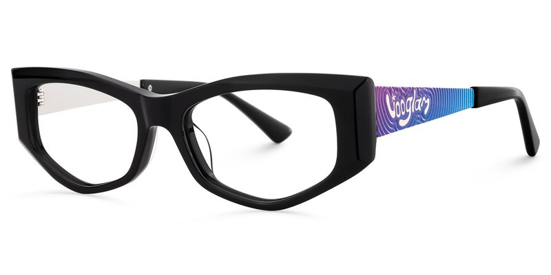 Tahiya - Geometric Black Eyeglasses | Vooglam