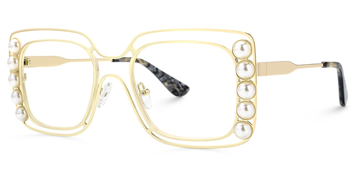 Lainey - Square Gold Eyeglasses | Vooglam Front View