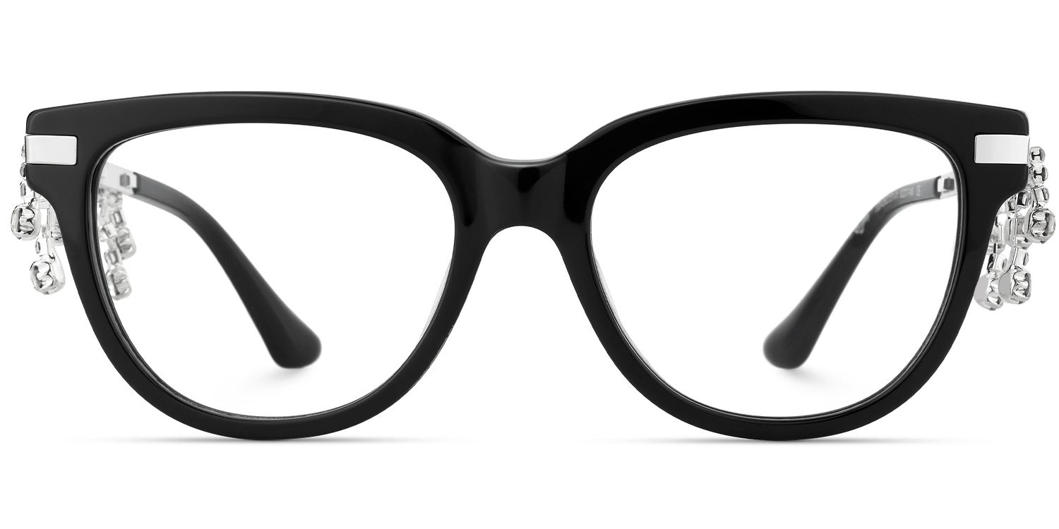 Reverie - Cat Eye Black Eyeglasses | Vooglam Angle View