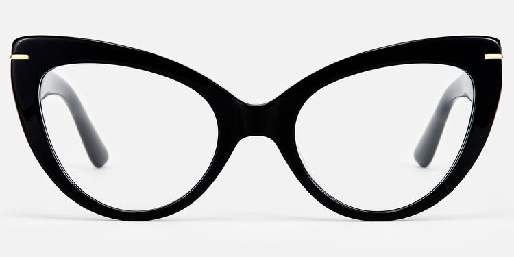 Veromca-Classic Black Acetate Rounded Cateye Glasses by Vooglam