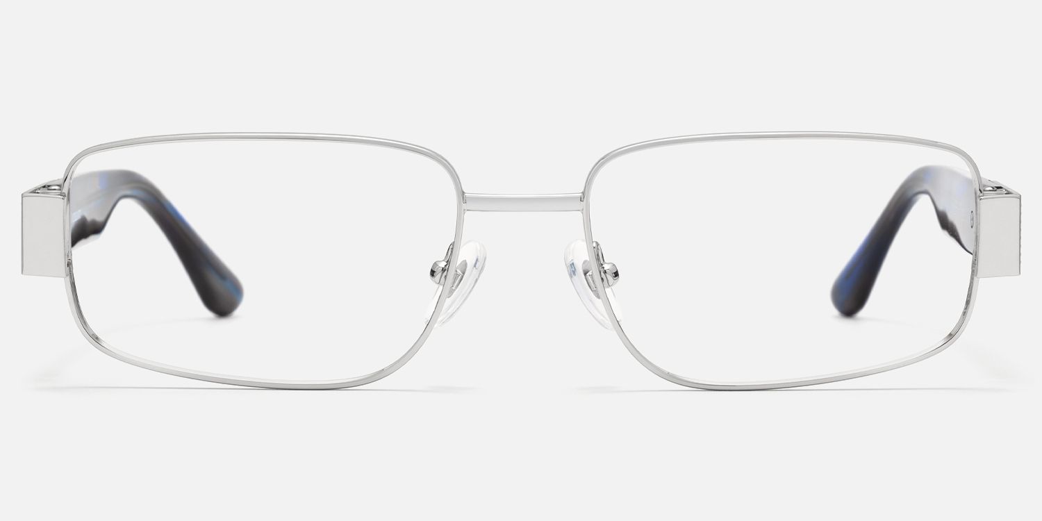 Cypher - Rectangle Silver Eyeglasses | Vooglam Angle View