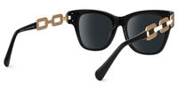 Davion - Square Black Sunglasses | Vooglam Side View