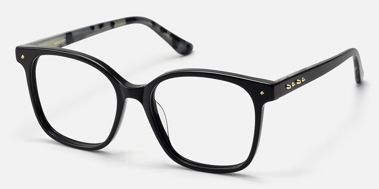 Spacek - Boho Chic Square Black Eyeglasses | Vooglam Front View