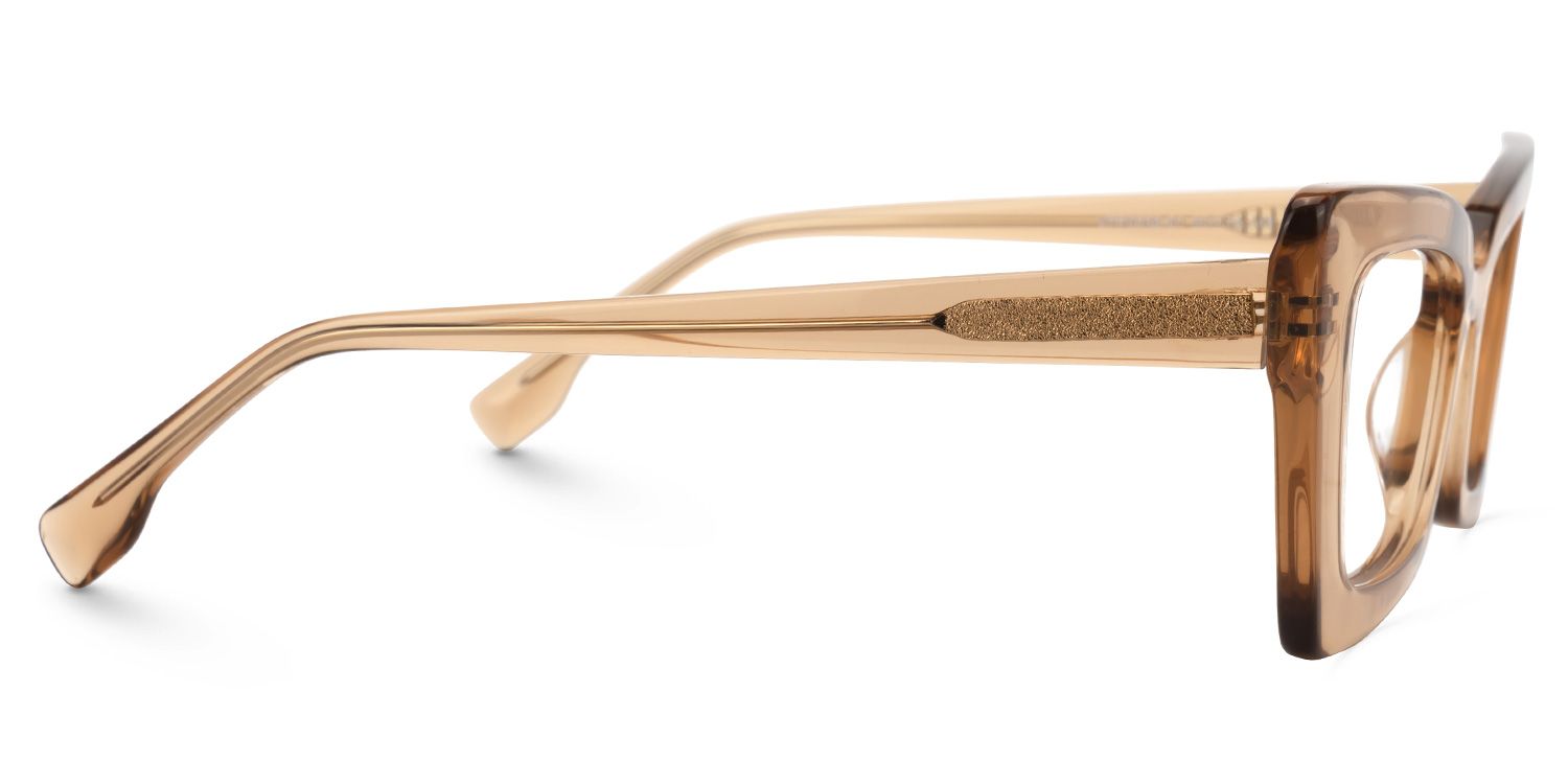 Sarah - Translucent Caramel Rectangle Frame glasses | Vooglam 4