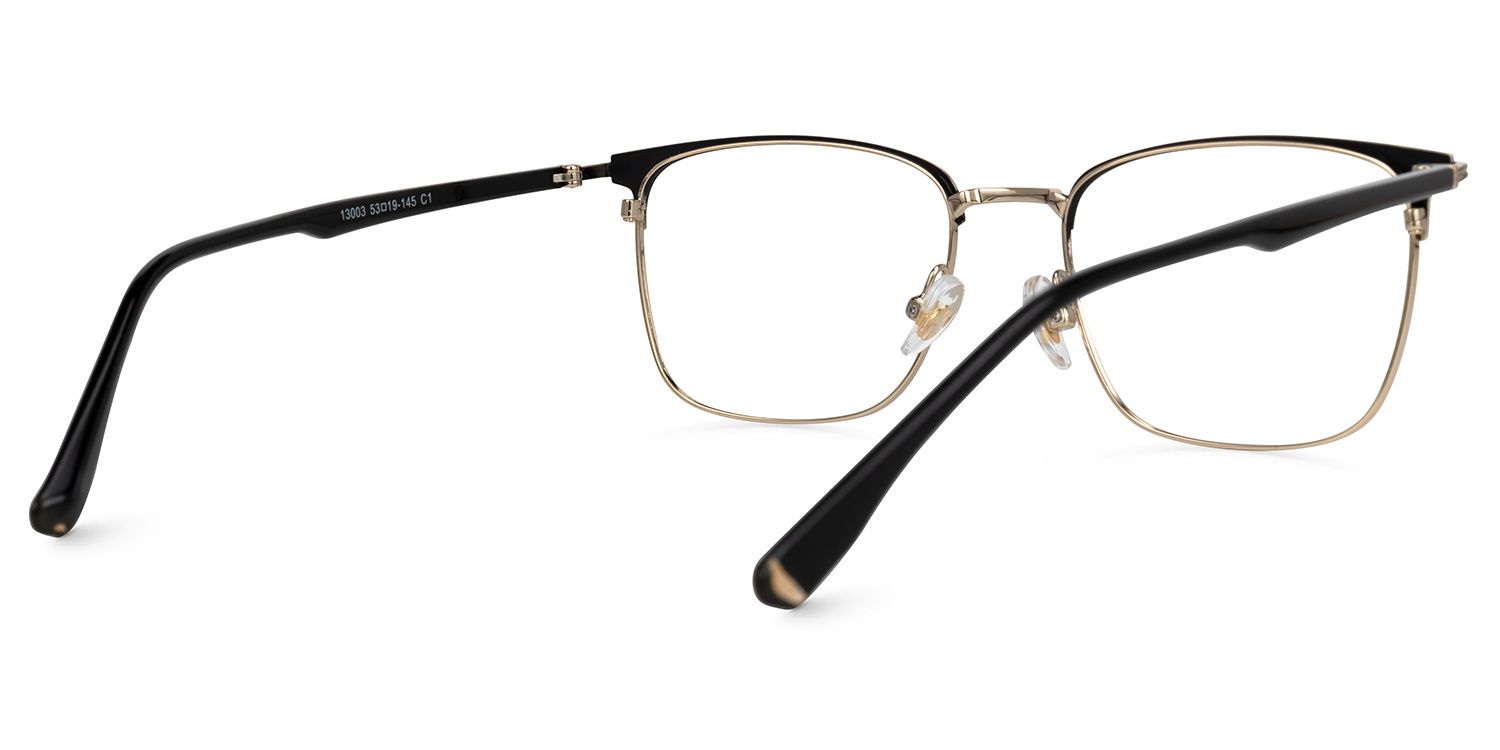 Delaire - Rectangle Black Eyeglasses by Vooglam - Side View