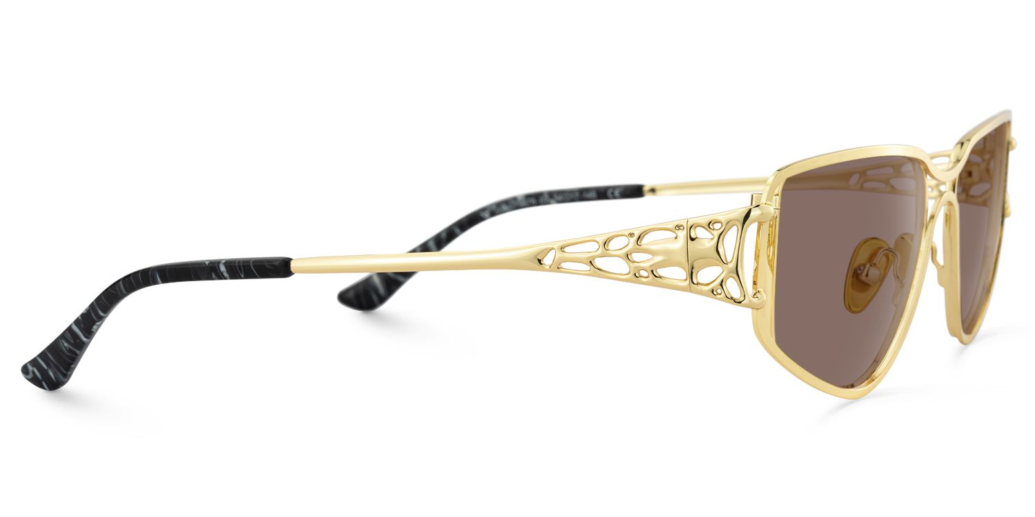 Sakina - Geometric Gold Sunglasses | Vooglam 4