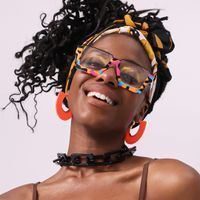 Dardhan - Unique Rectangle Multicolor Glasses | Vooglam On Model 1