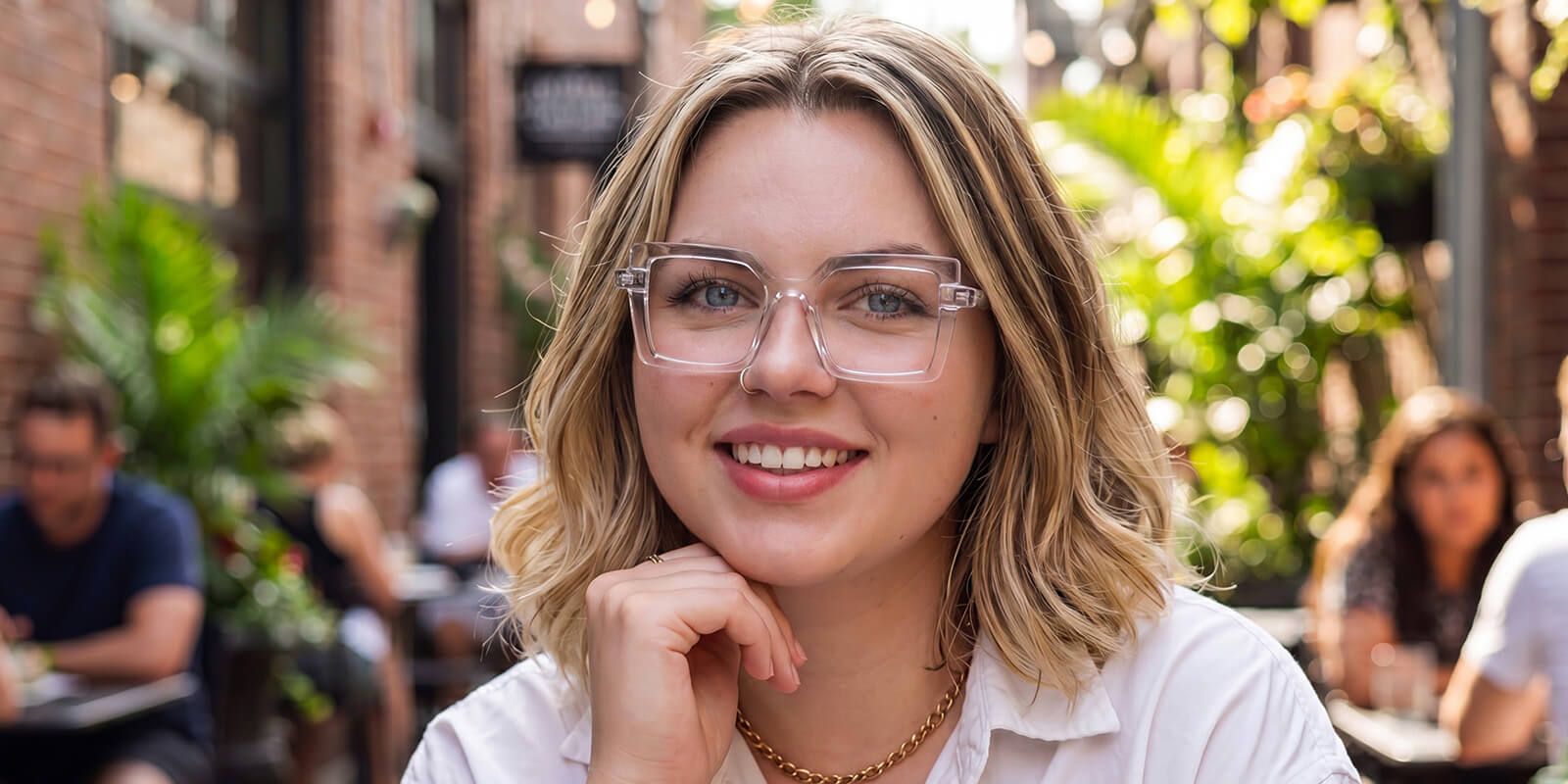 clear rectangle glasses for round face