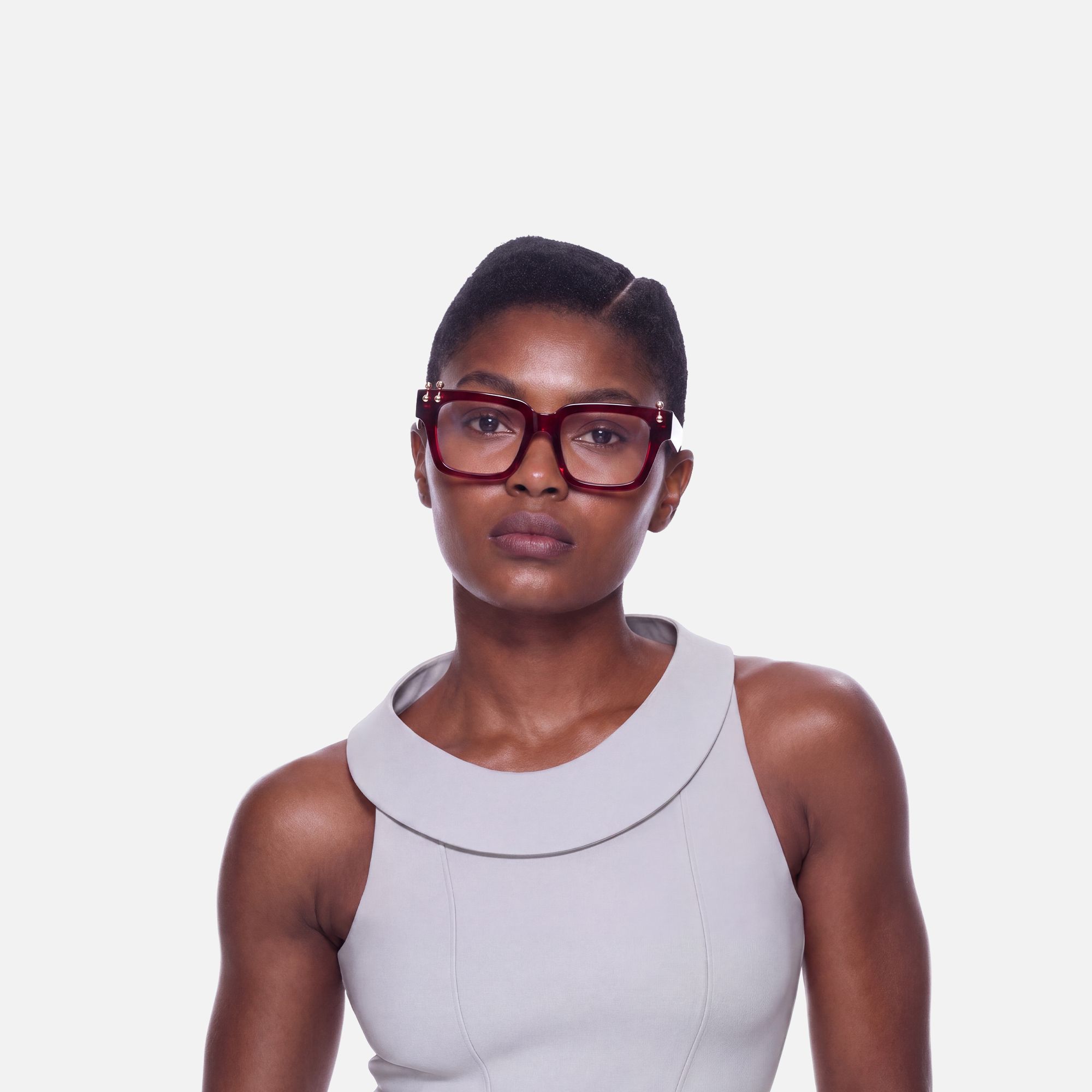 PIERCE - Square Red Eyeglasses | Vooglam
