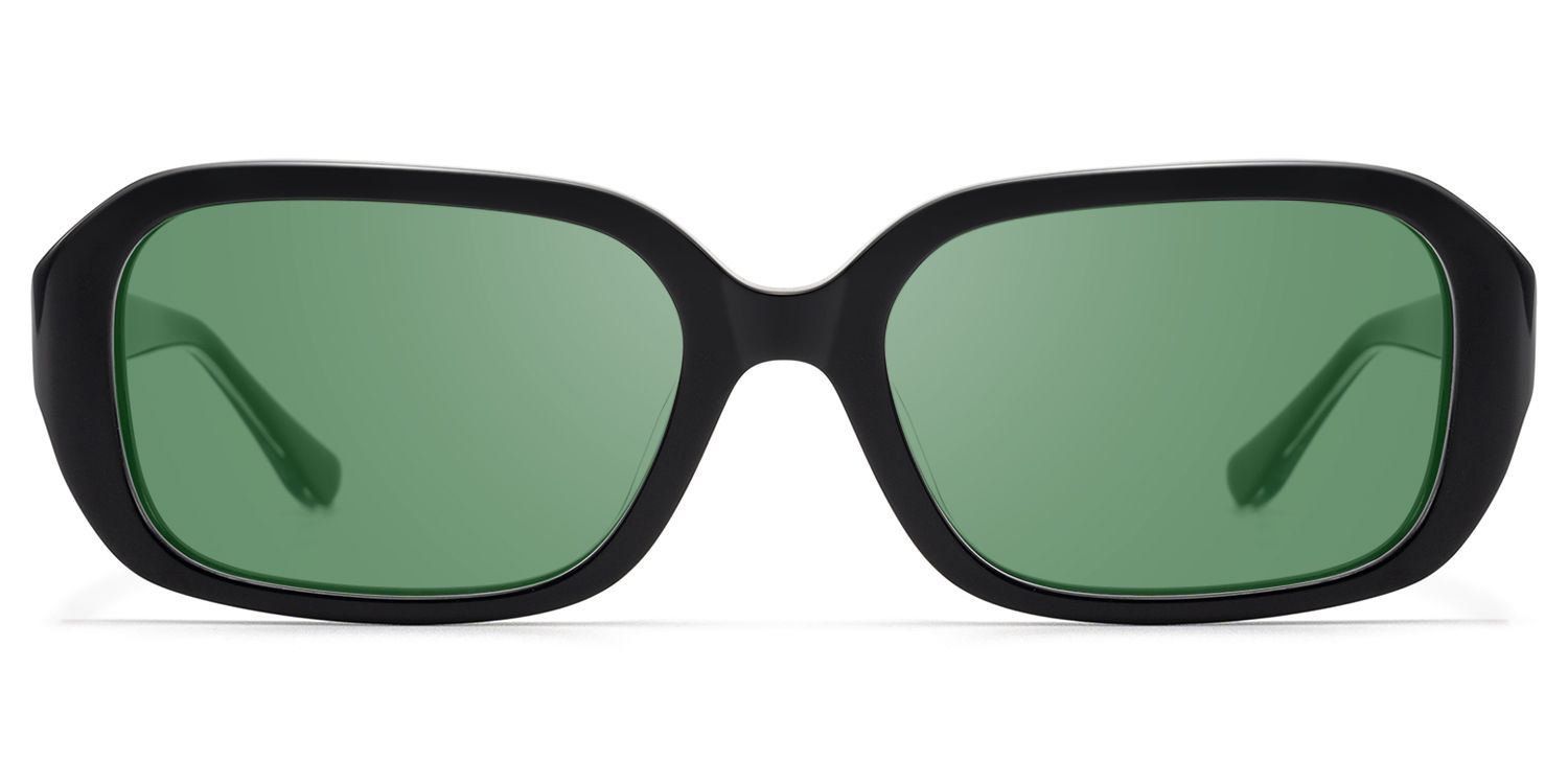 Frame Size of Mies - Industrial Black Green Tinted Sunglasses | Vooglam