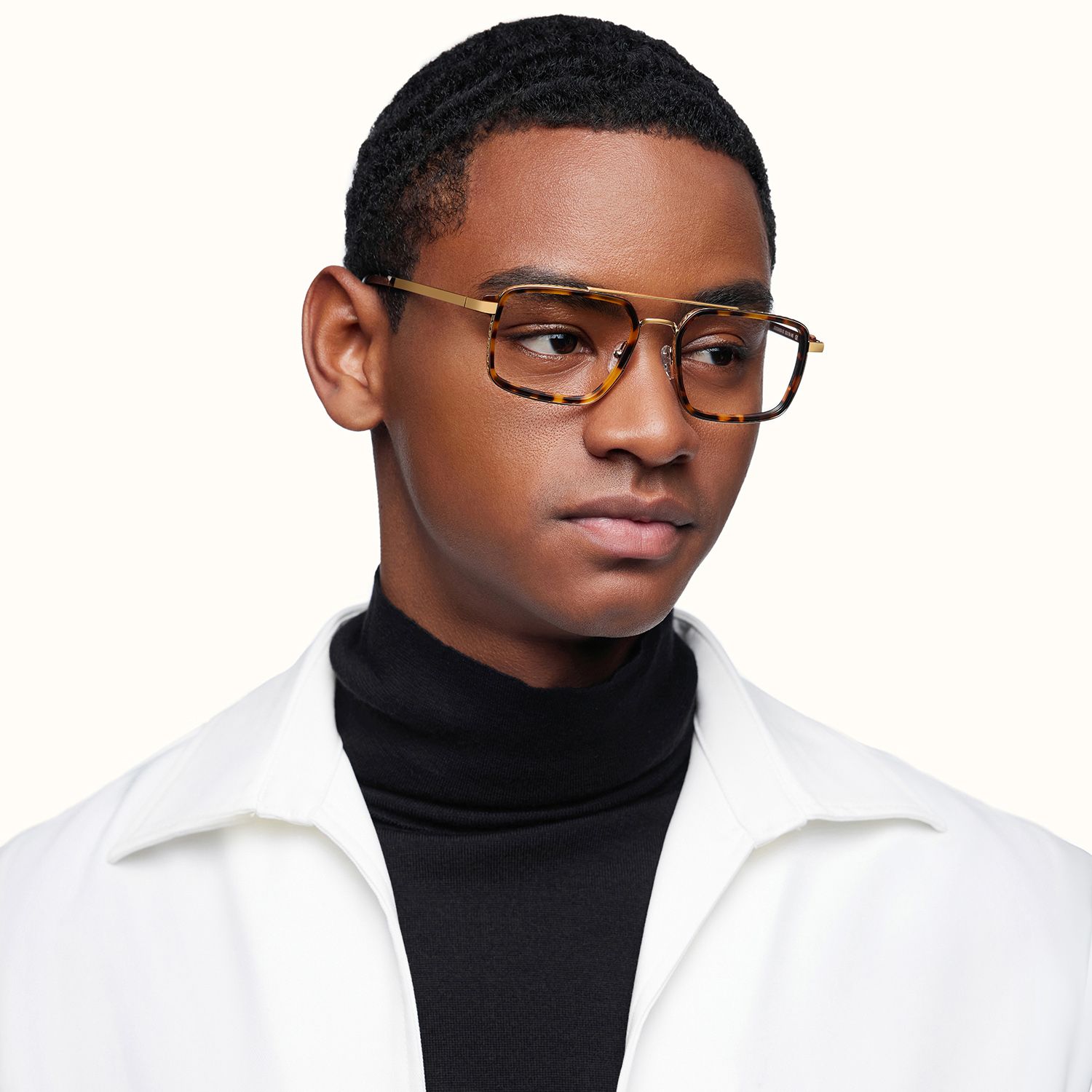 model wearing Navigator - Aviator Tortoise Eyeglasses 2