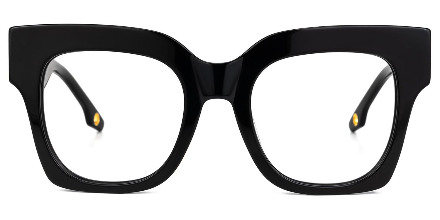 Egle - Square Black Eyeglasses | Vooglam Angle View