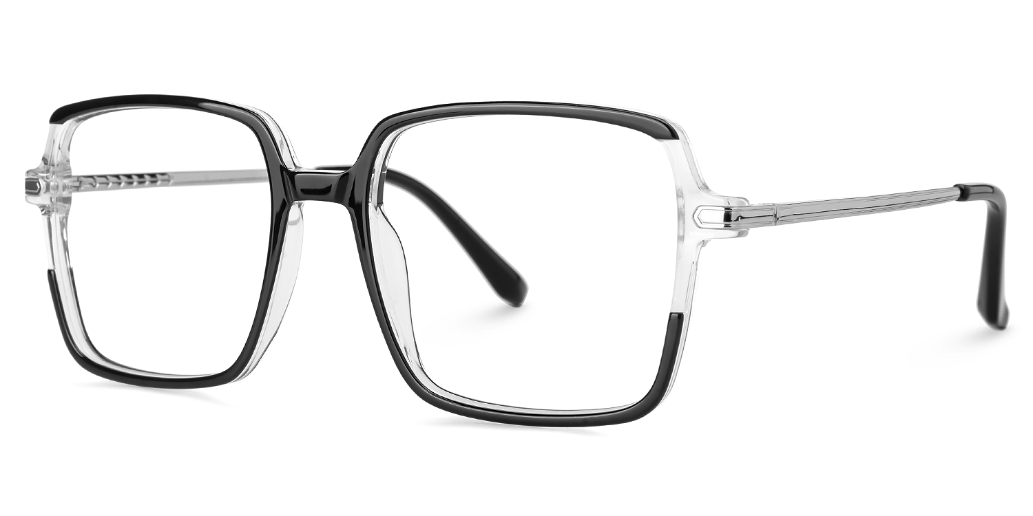Elouan - Square Black Eyeglasses | Vooglam Front View