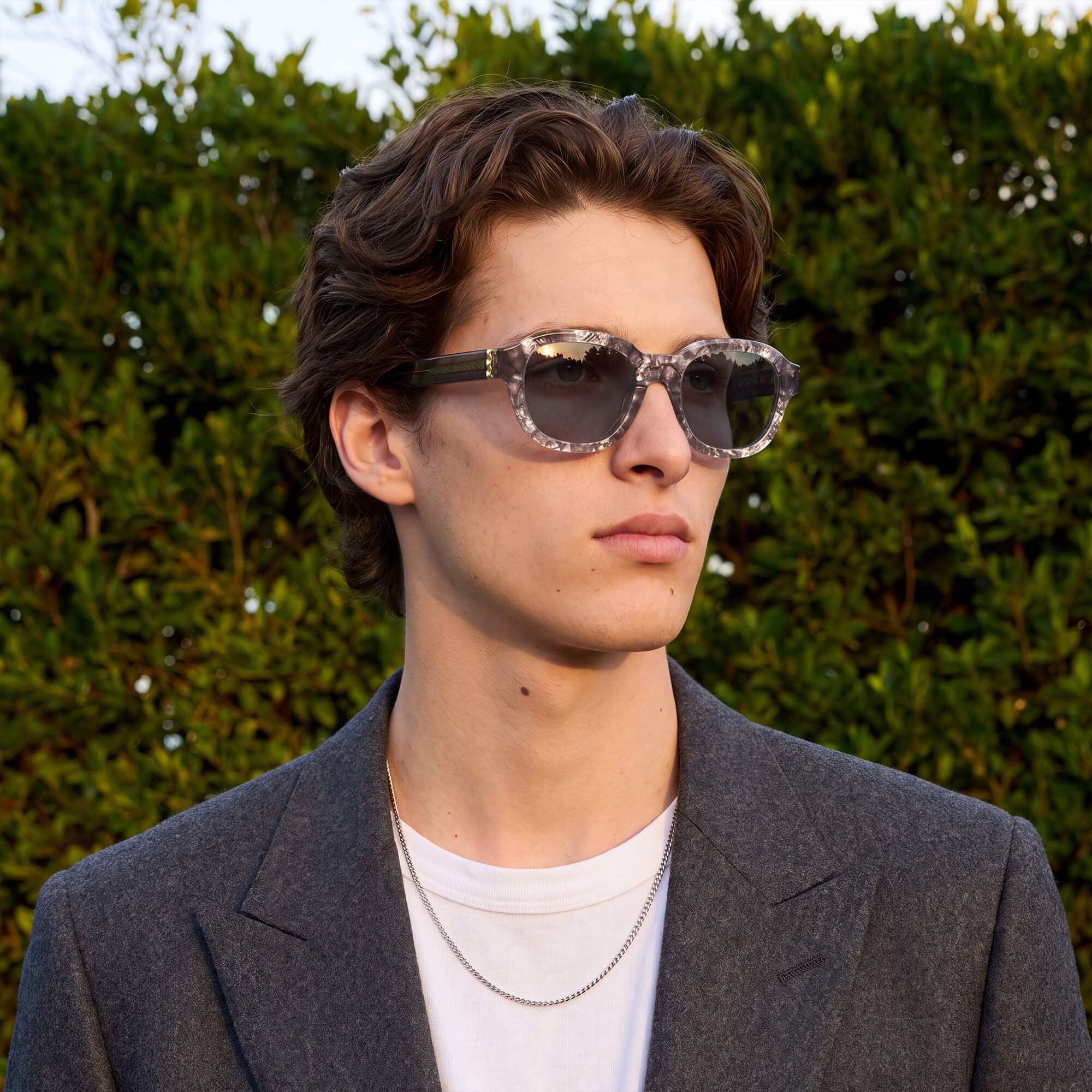 Vooglam Street Style in Real Life: Eerie - Clear Blue Gray Tinted Oversized Shades by Vooglam
