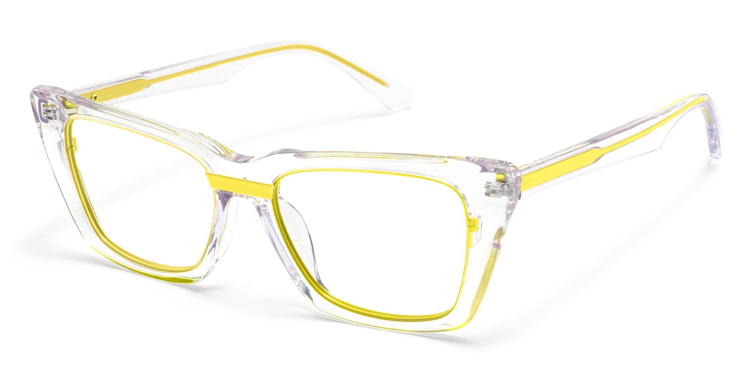 Axiom - Rectangle Yellow Eyeglasses | Vooglam Front View