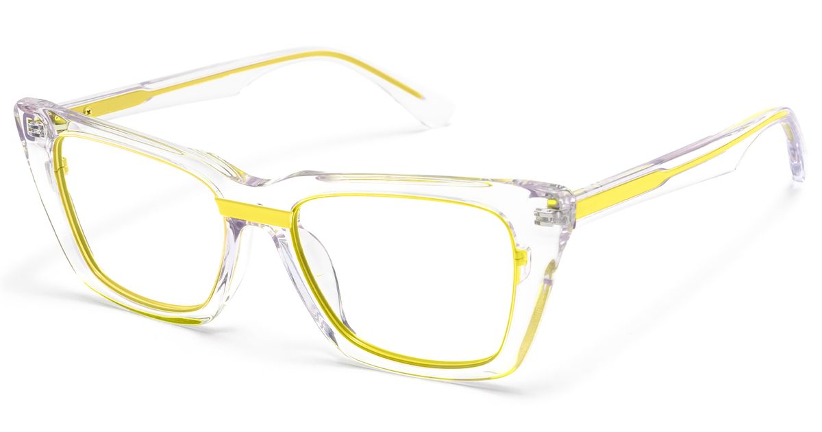 Axiom - Rectangle Yellow Eyeglasses | Vooglam