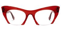 Kelly - Cat Eye Red Half Frame Eyeglasses | Vooglam Angle View