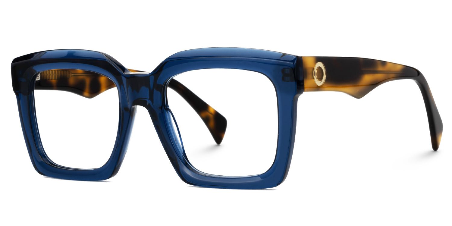 Gaerwn - Square Blue Eyeglasses by Vooglam - Front View