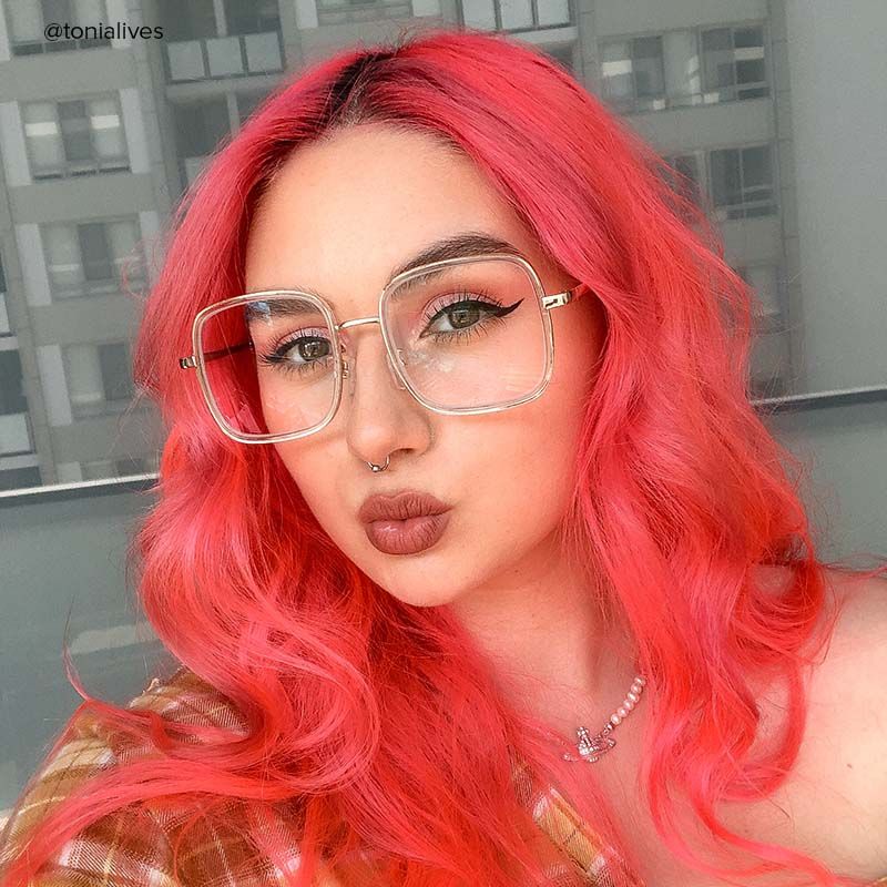 Jace Square Crystal Eyeglasses with Beauty woman