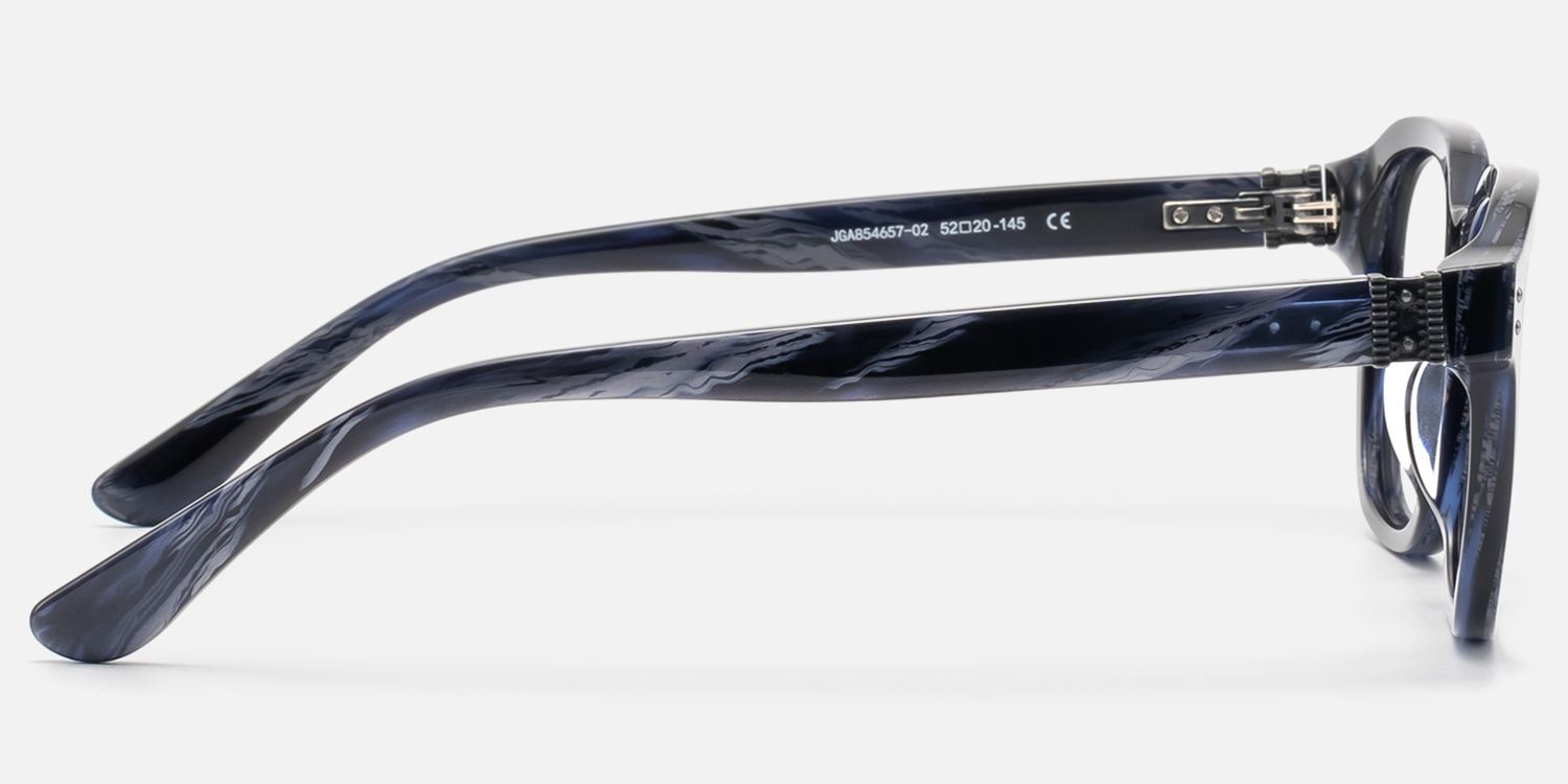 Rainier - Dark Blue Horn Zipper Square Glasses | Vooglam Side View
