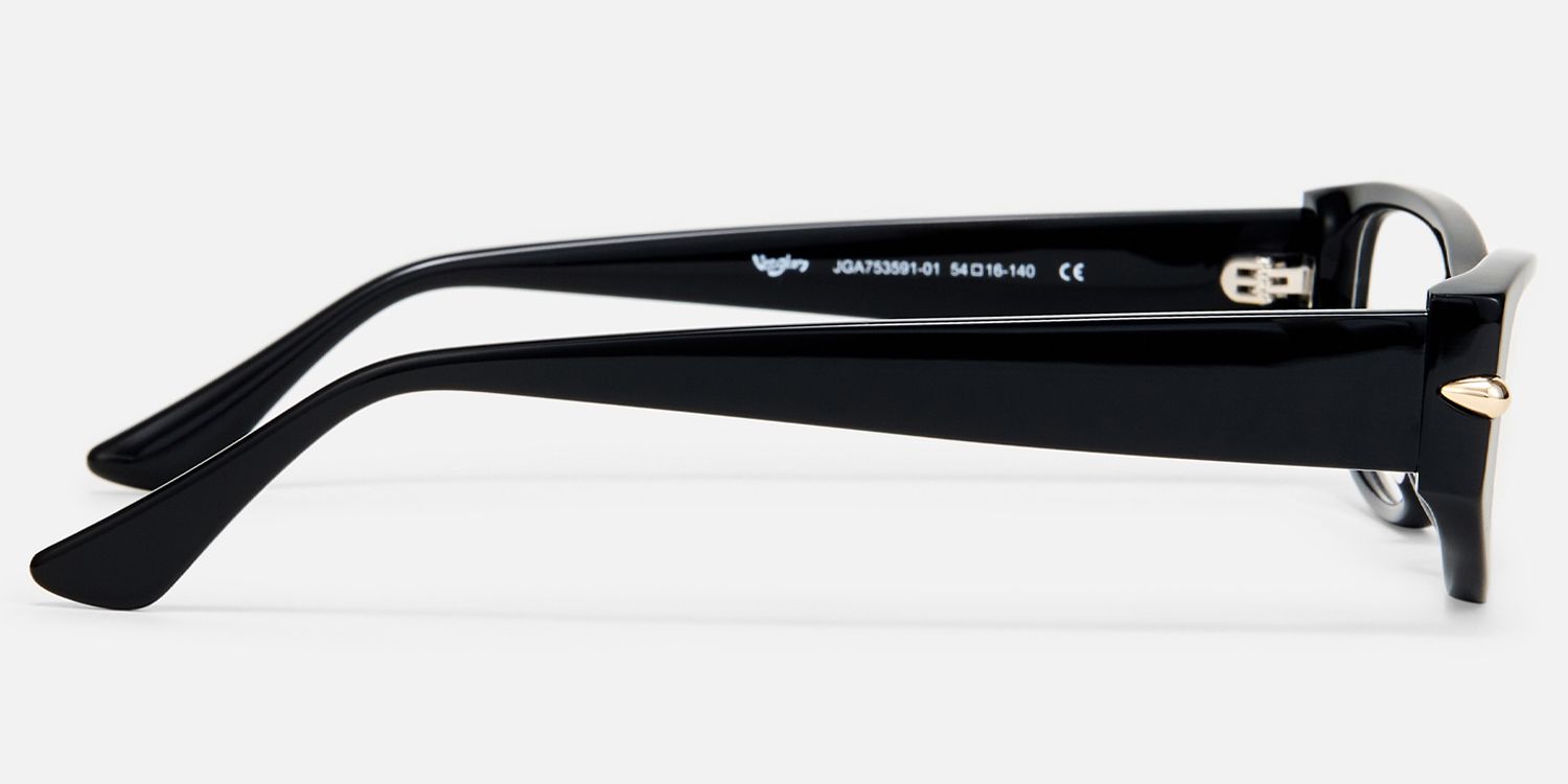 Erica - Rectangle Black Eyeglasses | Vooglam Side View