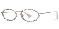 Fergie - Oval Silver Eyeglasses | Vooglam Front View