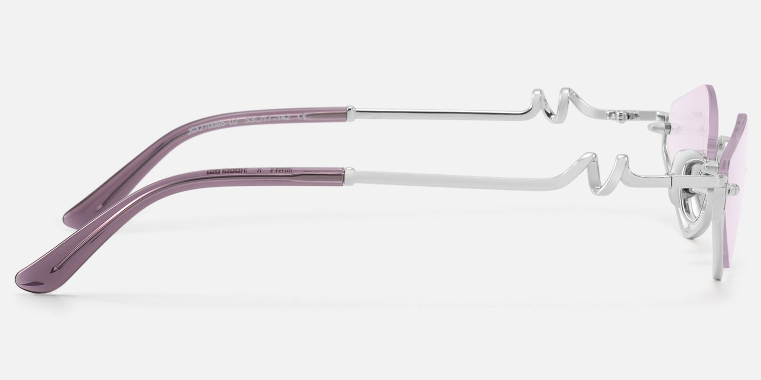 Niseko - Silver Octagon Light Tint Half Rim Shades | Vooglam Side View