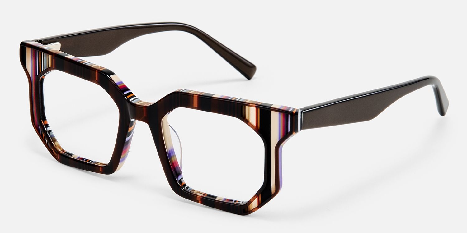 Abetzi - Rectangle Brown/Pattern Eyeglasses | Vooglam Front View