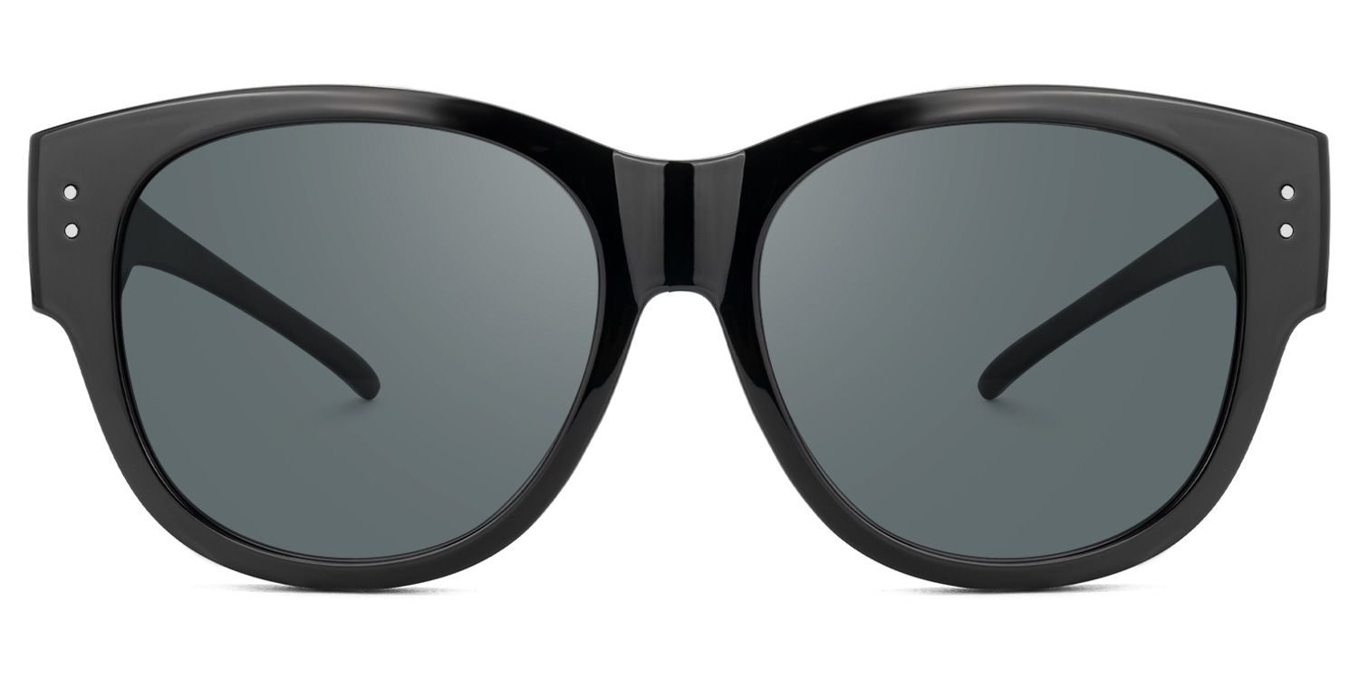 Gaiva - Round Black Fit Over Sunglasses by Vooglam - Angle View
