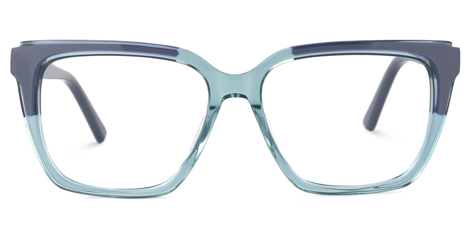 Elske - Rectangle Blue Eyeglasses | Vooglam Angle View