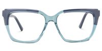 Elske - Rectangle Blue Eyeglasses | Vooglam Angle View