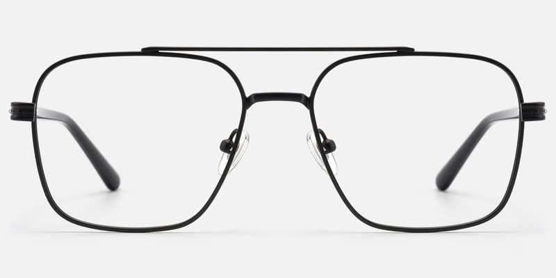 Kovar - Matte Black Monochrome Wire Aviator | Vooglam