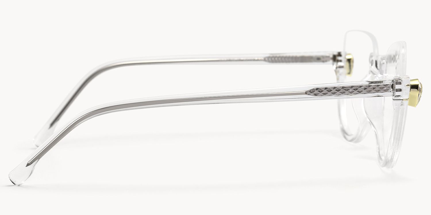 Sylvia Crystal Clear Semi-Rimless Cat Eye Glasses for Women Side View