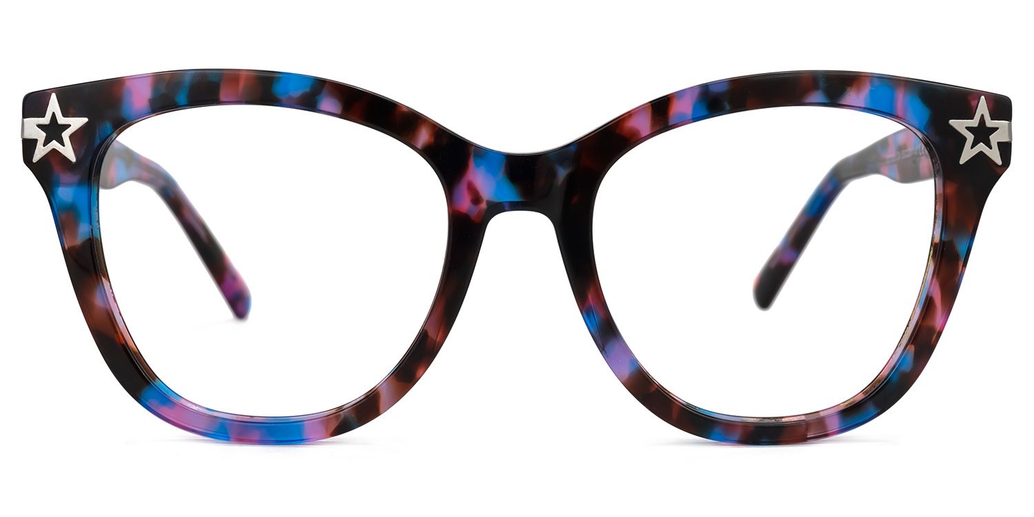 Edmund - Cat Eye Floral Eyeglasses by Vooglam - Angle View