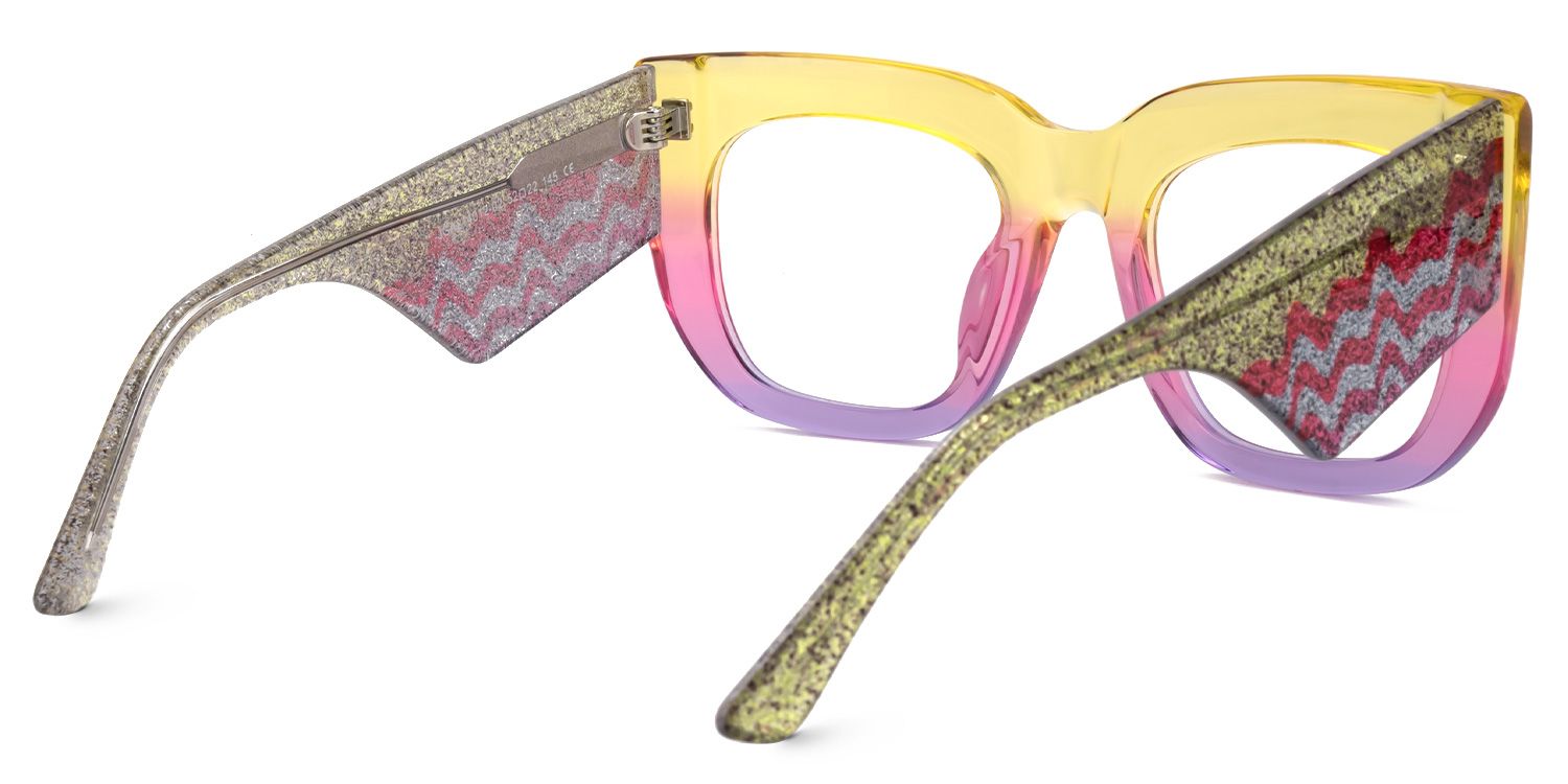 Hakulani - Square Multicolor Eyeglasses | Vooglam Side View