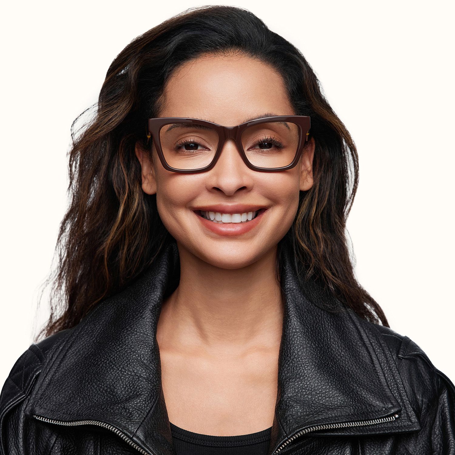 model wearing Vibranium - Rectangle Brown Eyeglasses 1