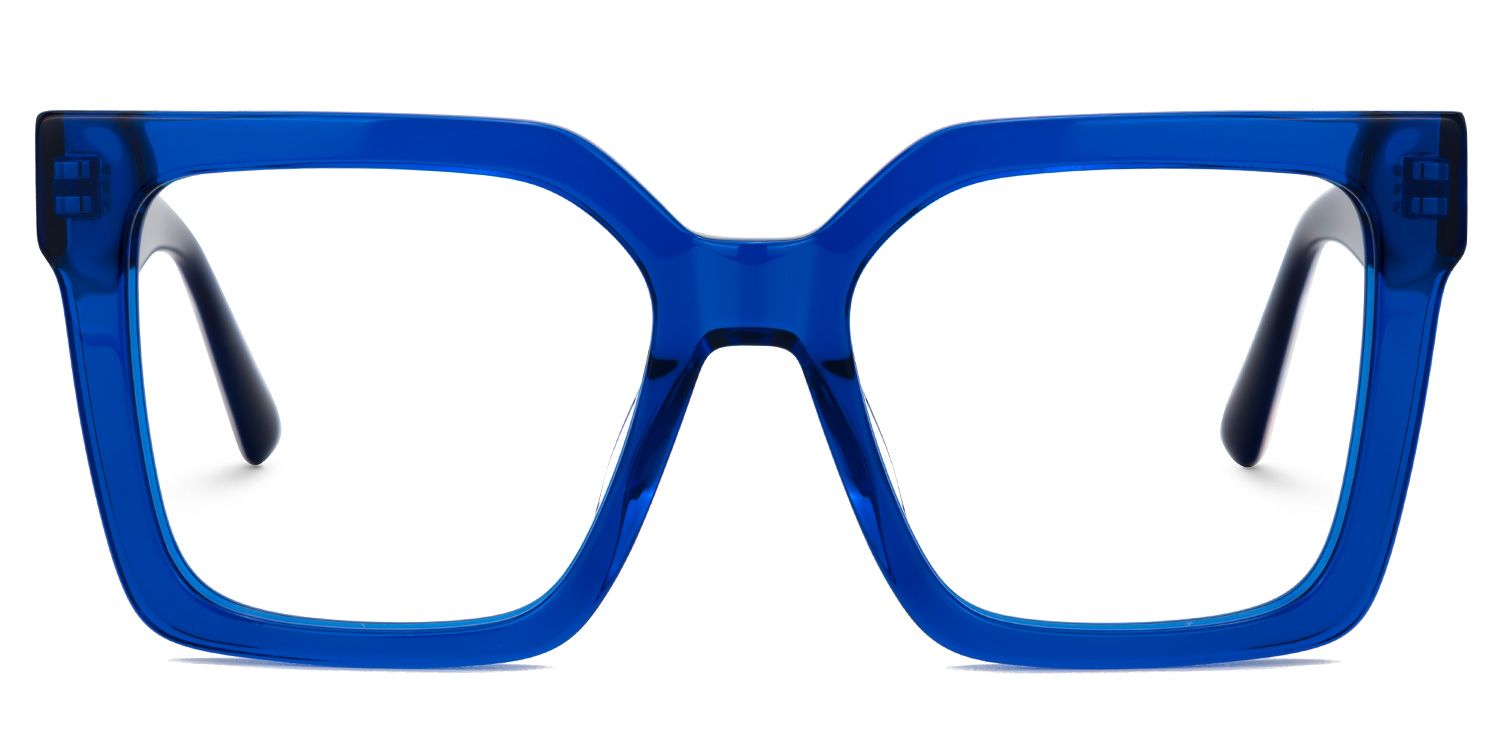 Fathia - Square Blue Eyeglasses | Vooglam Angle View