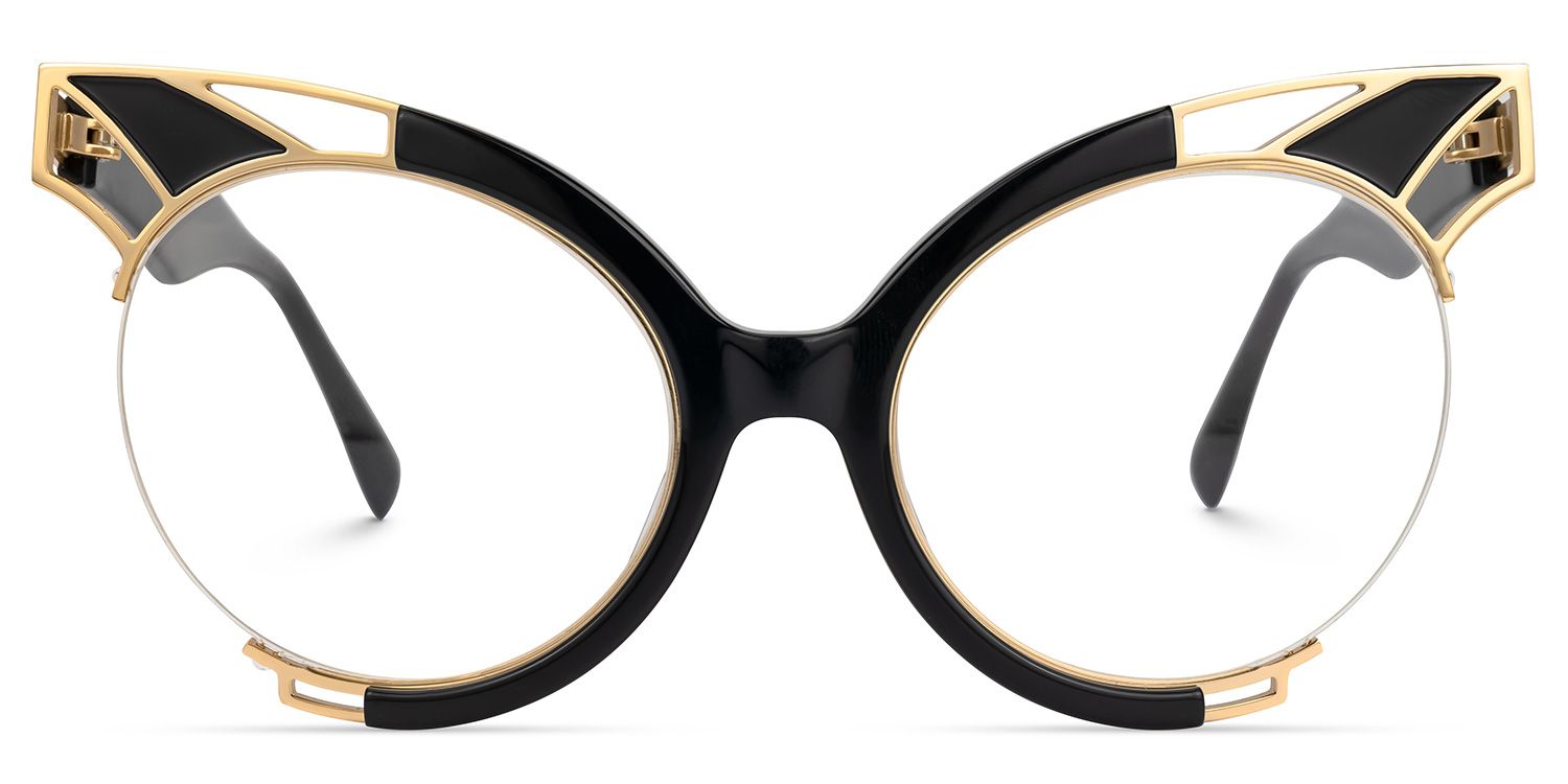 Erika - Round Black Eyeglasses | Vooglam Angle View