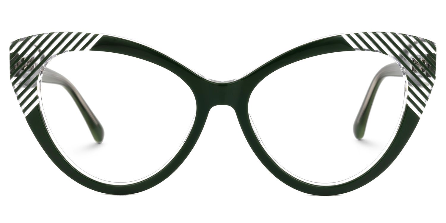Danail - Cat Eye Green Eyeglasses | Vooglam Angle View