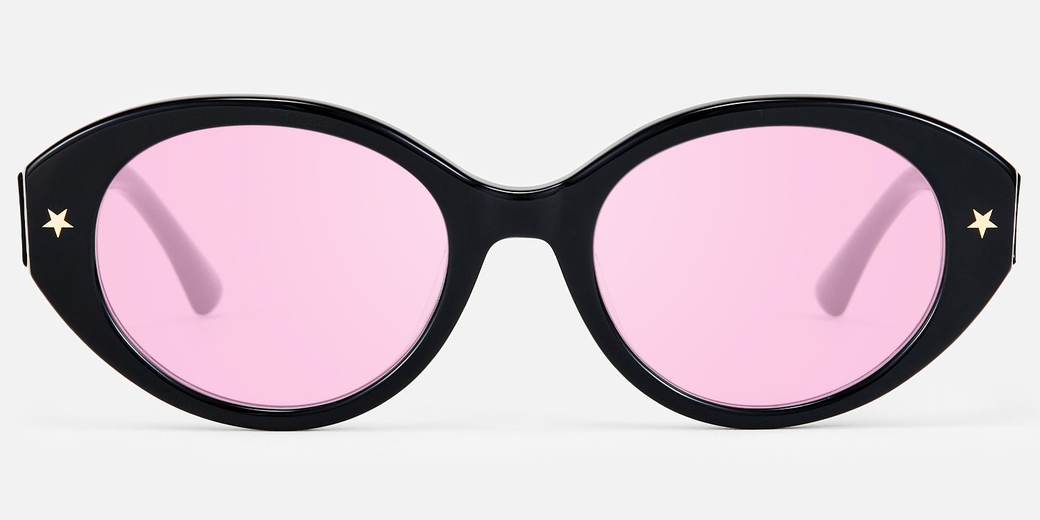 Starlust - Oval Black Sunglasses | Vooglam Angle View