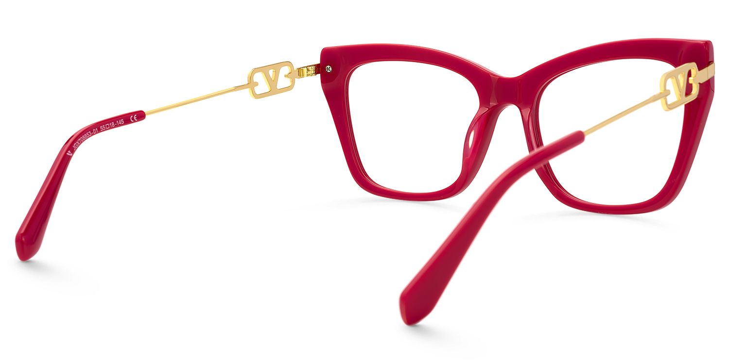 Madelina - Cat Eye Red Eyeglasses | Vooglam Side View