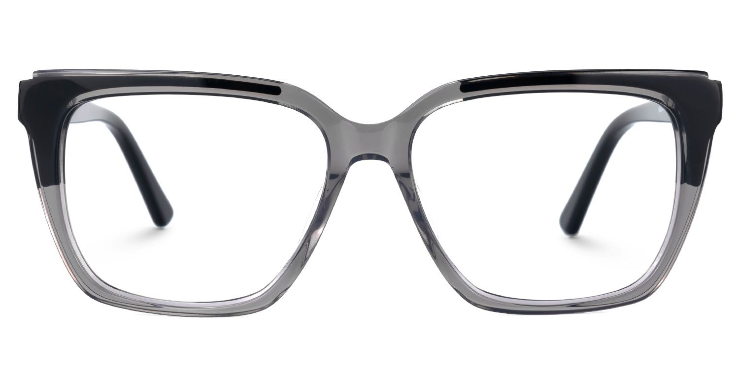 Elske - Rectangle Grey Eyeglasses | Vooglam Angle View